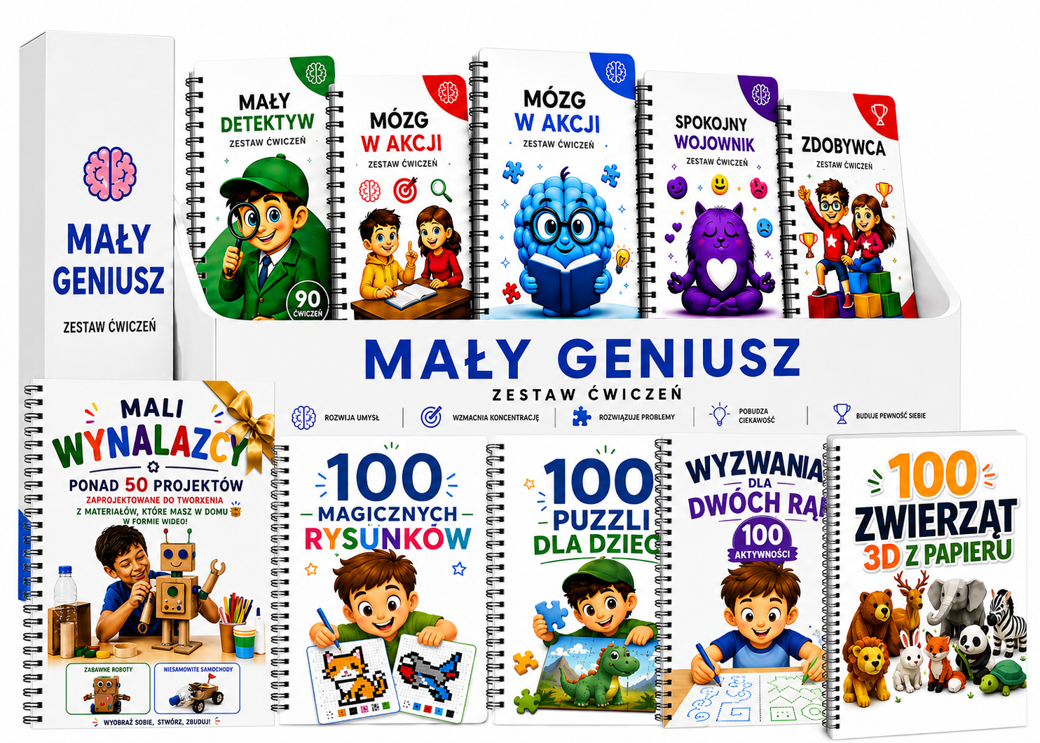 Zestaw Mały Geniusz — 5 zeszytów ćwiczeń